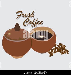 Vector with coconut shells for your business brand and coffee shop. Stock Vector