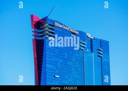 Hilton Grand Vacations Elara hotel facade on the Las Vegas Strip in Paradise - Las Vegas, Nevada, USA - December, 2019 Stock Photo