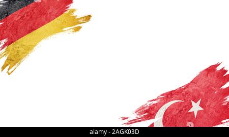 Flags of Germany and Turkey on White Background Stock Photo