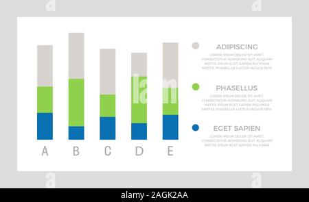 Set of green and blue elements for infographic presentation slides with charts, graphs, steps, circles. Stock Vector
