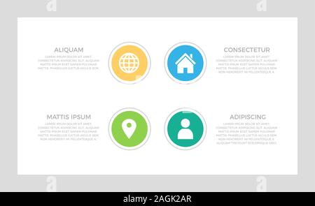 Set of green and blue, turquoise, orange elements for infographic presentation slides with steps, circles. Stock Vector