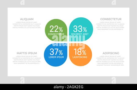 Set of blue, turquoise, green and orange elements for infographic presentation slides with charts, graphs. Stock Vector