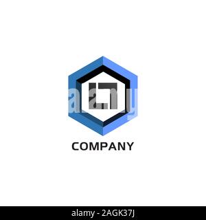 Letter LL Alphabetic Logo Design Template, Light Blue, Hexagon Logo Concept, White Background Stock Vector