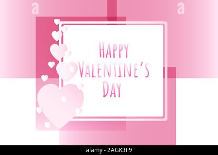 Valentine's day concept background. Vector illustration. Pink paper hearts with white frame on pastel pink background. Cute love sale banner or greeti Stock Vector