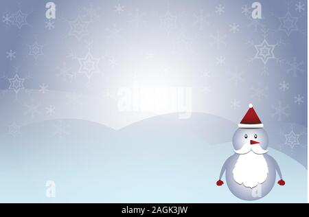 Christmas snow man and snowflakes on blue background vector Stock Vector