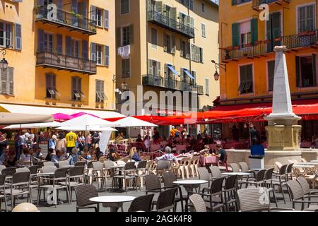 Place Rossetti in Nice France with its outdoor cafes is a popular destination for tourists Stock Photo