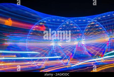 Moving Ferris Wheel in Long Exposure in Nice, Provence-Alpes-Côte d'Azur, France. Stock Photo
