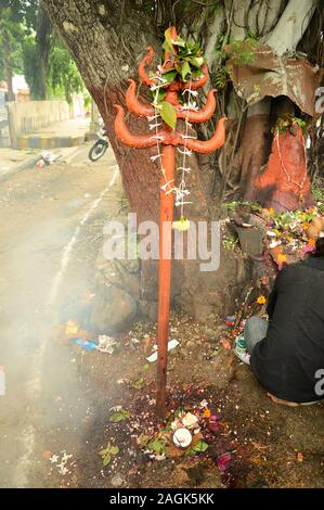 NAGPUR, MAHARASHTRA, INDIA - AUGUST 01 : People worship of Snake God in 'Nag Panchami' festival. It is traditional worship of snakes or serpents obser Stock Photo