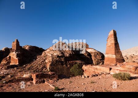 Petra, Obelisk columns, near the high place of sacrifice, mountain top, Jordan, middle east, Asia Stock Photo