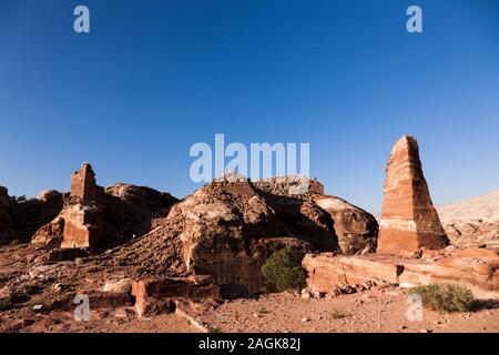 Petra, Obelisk columns, near the high place of sacrifice, mountain top, Jordan, middle east, Asia Stock Photo