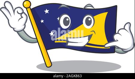Call me cute face flag tokelau Scroll mascot cartoon design Stock Vector
