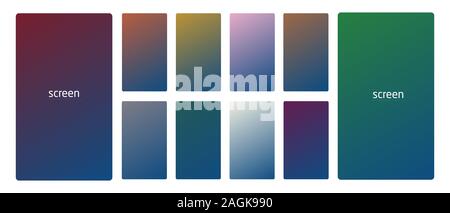 Vibrant and living smooth gradient soft colors coral palette for devices, pc and modern smartphone screen backgrounds set vector ux and ui design illu Stock Vector