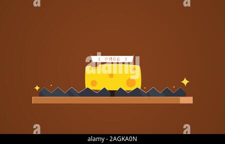 Rat Trap with Big Cheese. Isolated vector Illustration Stock Vector