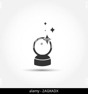 Icon of a magic crystal ball. A magic magic ball performs a miracle or magic. Flat style. Stock Vector