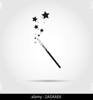 Icon of the magician's magic wand. A wand for magic and miracles. Flat style. Stock Vector
