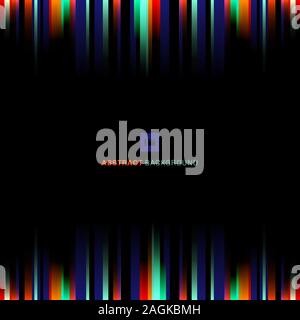 Abstract vibrant stripe lighting vertical lines blue, green, red color on black background with space for your text. Vector illustration Stock Vector