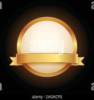 Golden Award with Golden Ribbon. Isolated Vector Illustration Stock Vector