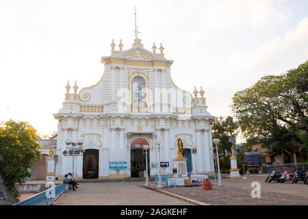 Exterior of Our Lady Of Immaculate Conception Cathedral in Puducherry, Tamil Nadu, India Stock Photo