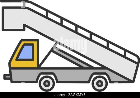 Stair truck color icon. Airstair. Passenger gangway. Isolated vector illustration Stock Vector