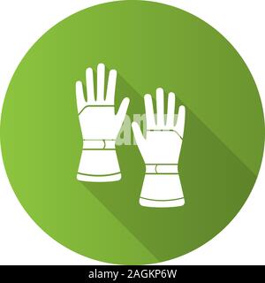 Winter ski gloves flat design long shadow glyph icon. Snowproof gloves. Vector silhouette illustration Stock Vector