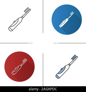 Electric toothbrush icon. Teeth cleaning. Flat design, linear and color styles. Isolated vector illustrations Stock Vector