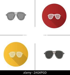 Louvered sunglasses icon. Flat design, linear and color styles. Stripped spectacles. Shutter shades. Isolated vector illustrations Stock Vector