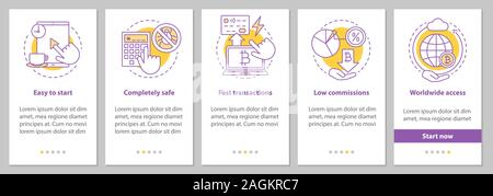 Internet banking app onboarding mobile app page screen with linear concepts. Credit card transactions graphic instructions. UX, UI, GUI vector templat Stock Vector
