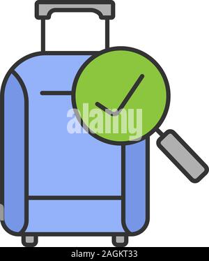 Baggage allowance color icon. Successful luggage check. Suitcase with checkmark. Isolated vector illustration Stock Vector