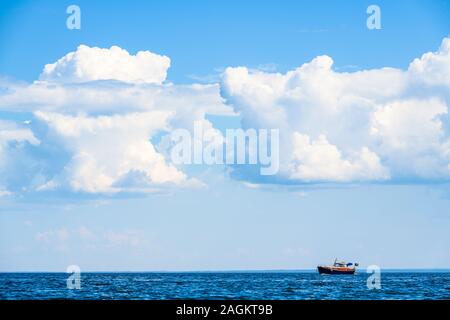 Motorboat on Lake Vänern on a sunny swedish summer day Stock Photo