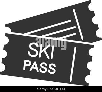 Ski pass glyph icon. Lift tickets. Silhouette symbol. Negative space. Vector isolated illustration Stock Vector