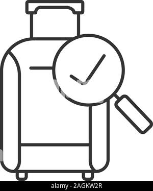 Baggage allowance linear icon. Successful luggage check. Thin line illustration. Suitcase with checkmark. Contour symbol. Vector isolated drawing Stock Vector