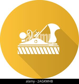 Jack plane flat linear long shadow icon. Woodworking. Bench plane. Vector outline symbol Stock Vector