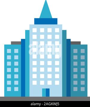 Multi-storey building flat design long shadow color icon. Premium accommodation. Apartment house. Vector silhouette illustration Stock Vector