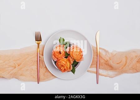 Creative tablesetting for date or wedding Stock Photo