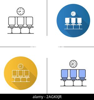 Waiting hall icon. Airport, bus or railway station. Flat design, linear and color styles. Isolated vector illustrations Stock Vector