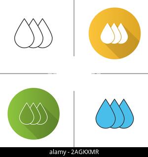Printer ink icon. Liquid drops. Flat design, linear and color styles. Isolated vector illustrations Stock Vector