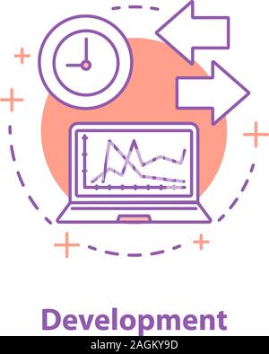 Development concept icon. Product testing idea thin line illustration. Project realization. Vector isolated outline drawing Stock Vector