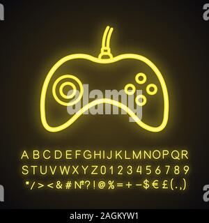 Gamepad neon sign. Glowing neon sign of modern gamepad. Game time