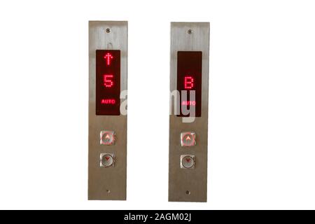 Elevator call buttons. on white isolated background Stock Photo