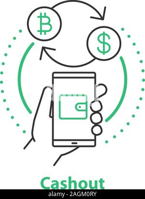 Cashout concept icon. Online banking. Funds withdrawing idea thin line ...