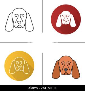 Cocker Spaniel icon. Gundog breed. Flat design, linear and color styles. Isolated vector illustrations Stock Vector