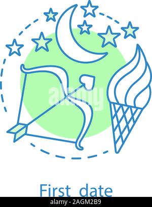 First date concept icon. Romantic relationships idea thin line illustration. Vector isolated outline drawing Stock Vector