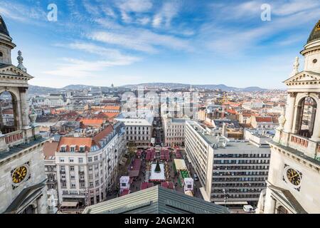 Panoramic viwe to Budapest from inside St. Stephens Basilica in Budapest Stock Photo