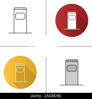 Garbage bin icon. Trash can. Waste container. Flat design, linear and color styles. Isolated vector illustrations Stock Vector
