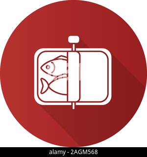 Sprats flat design long shadow glyph icon. Canned fish. Vector silhouette illustration Stock Vector
