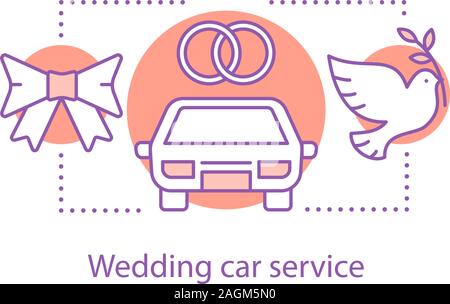 Wedding car service concept icon. Holiday car hire idea thin line illustration. Vector isolated outline drawing Stock Vector