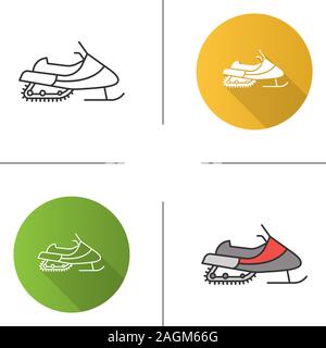 Snowmobile icon. Motor sled. Flat design, linear and color styles. Isolated vector illustrations Stock Vector