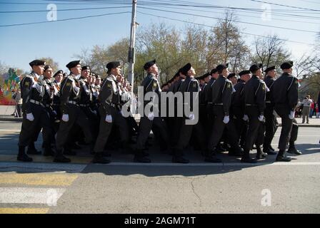 Cadets of police academy marching on parade Stock Photo