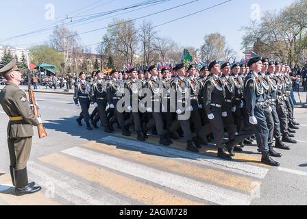 Cadets of police academy marching on parade Stock Photo