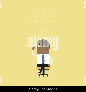 African businessman lost his idea with empty light bulb. vector Stock Vector